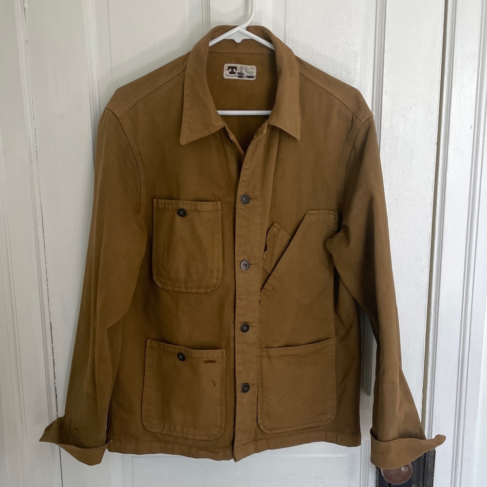 Tellason Men’s Coverall Jacket — yellow/brown, medium